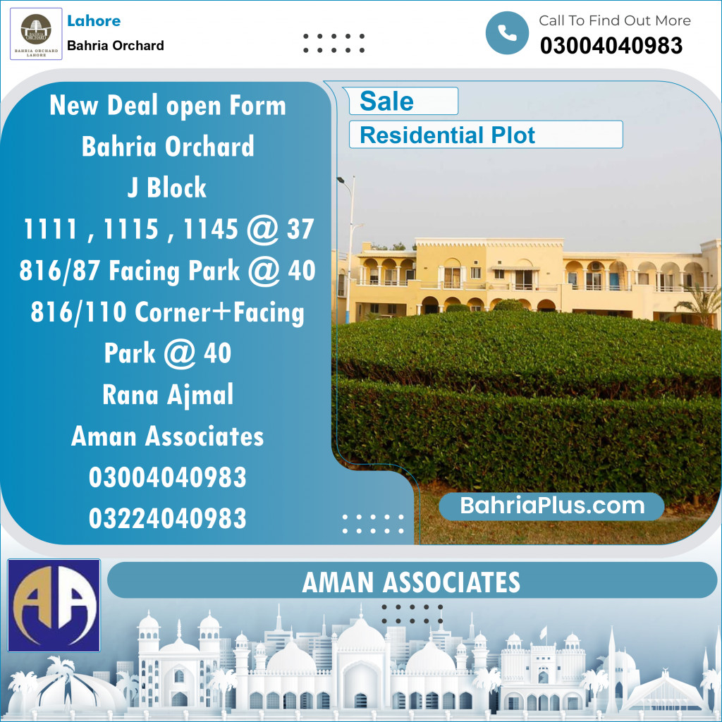 Residential Plot for Sale in Bahria Orchard, Lahore - (BP-119590)