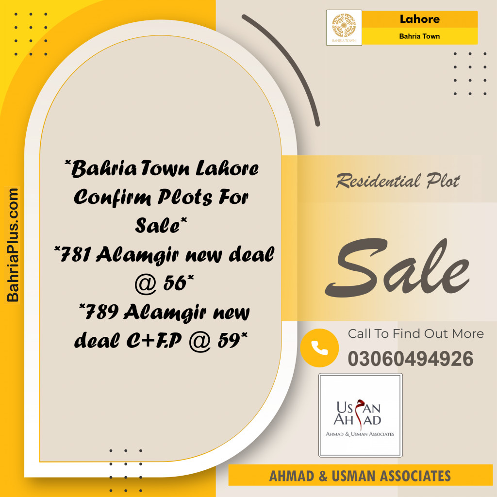 Residential Plot for Sale in Bahria Town, Lahore - (BP-119670)