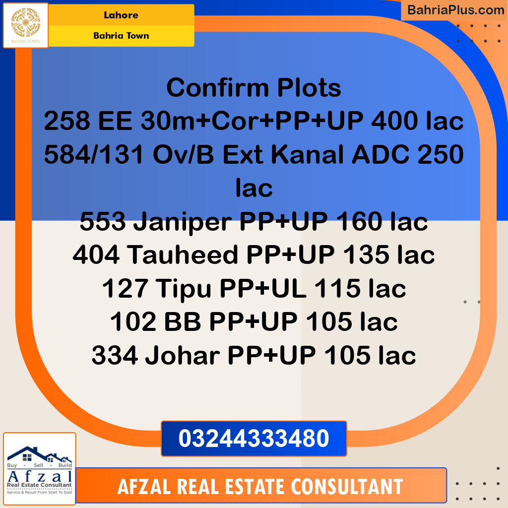 Residential Plot for Sale in Bahria Town, Lahore - (BP-119689)