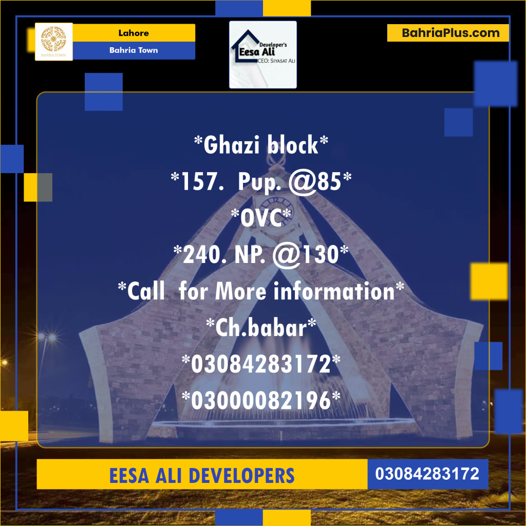 Residential Plot for Sale in Bahria Town, Lahore - (BP-119691)