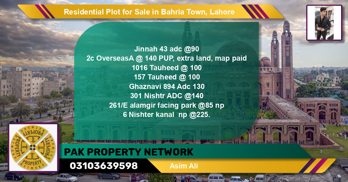 Residential Plot for Sale in Bahria Town, Lahore - (BP-119710)