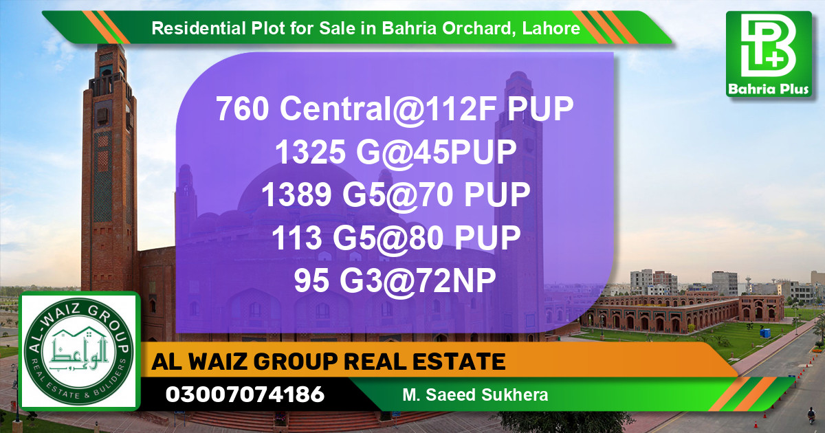 Residential Plot for Sale in Bahria Orchard, Lahore - (BP-119738)