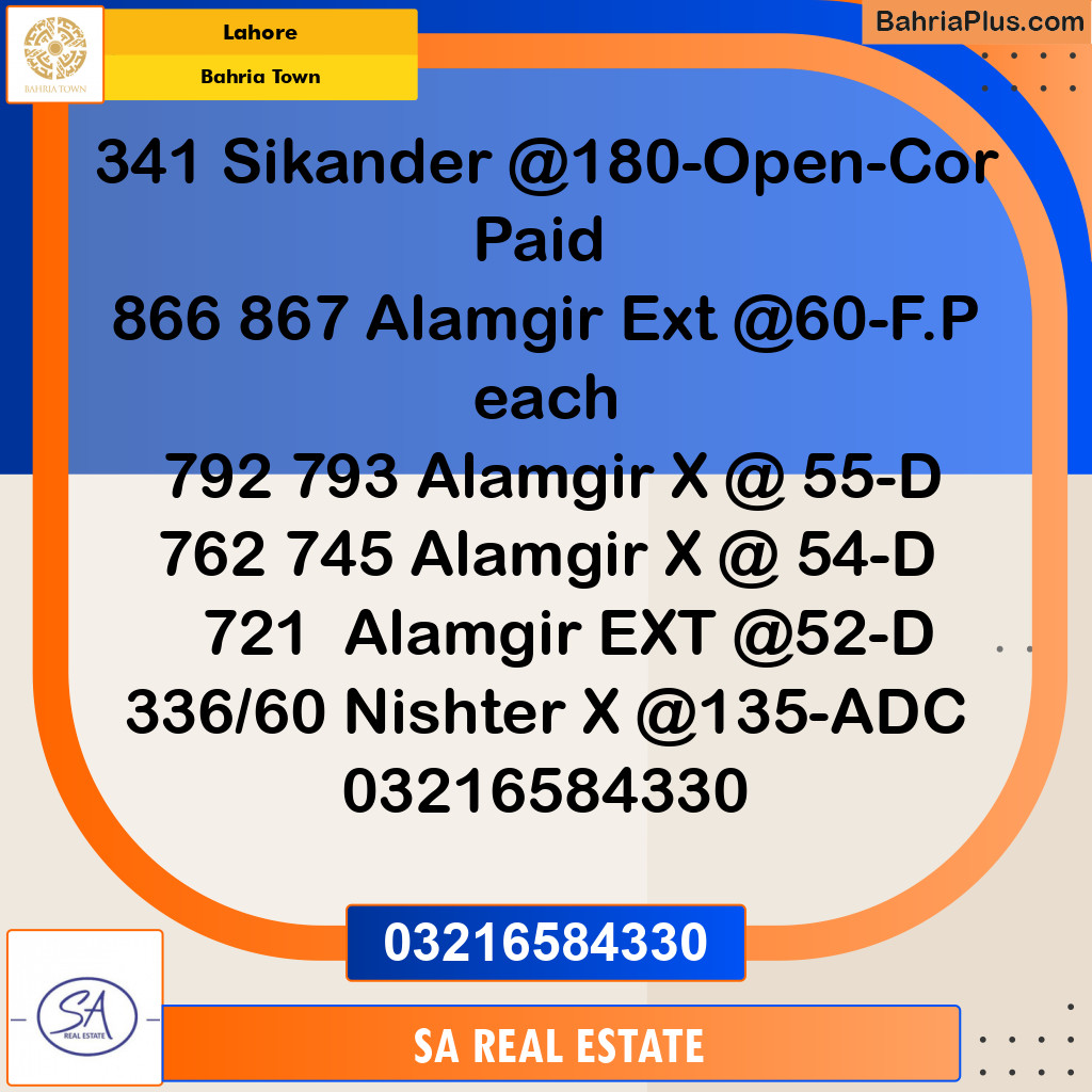 Residential Plot for Sale in Bahria Town, Lahore - (BP-119784)