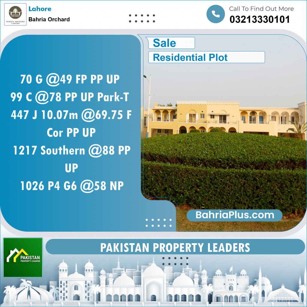Residential Plot for Sale in Bahria Orchard, Lahore - (BP-119813)