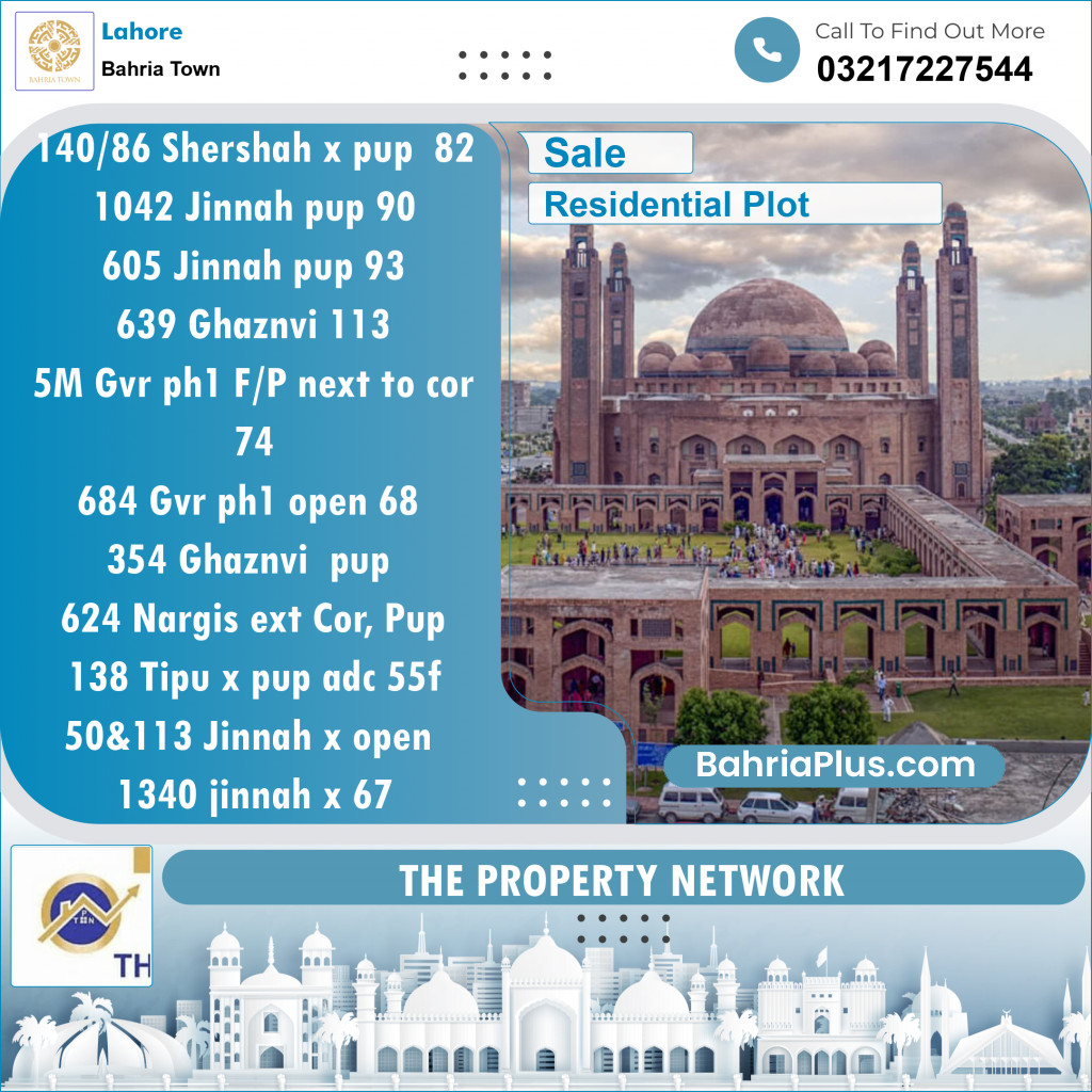 Residential Plot for Sale in Bahria Town, Lahore - (BP-119814)