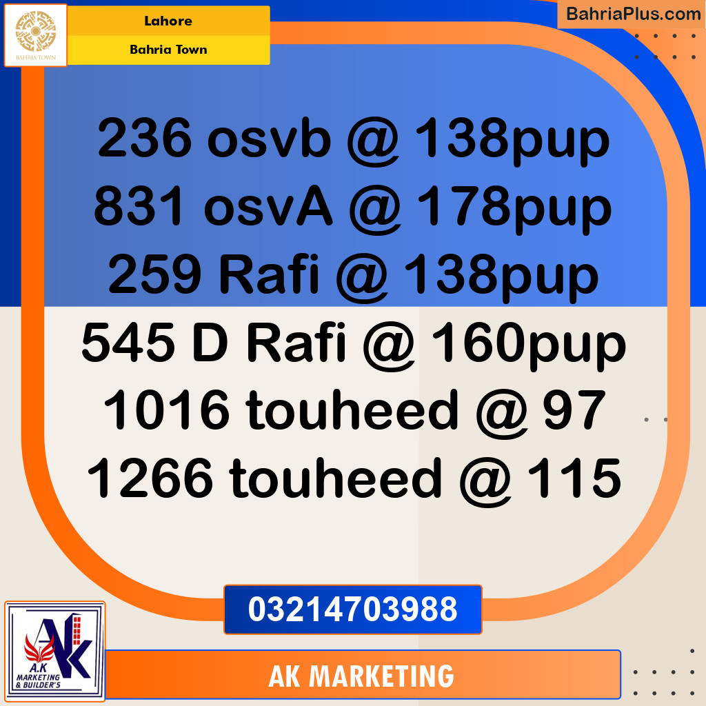 Residential Plot for Sale in Bahria Town, Lahore - (BP-119879)