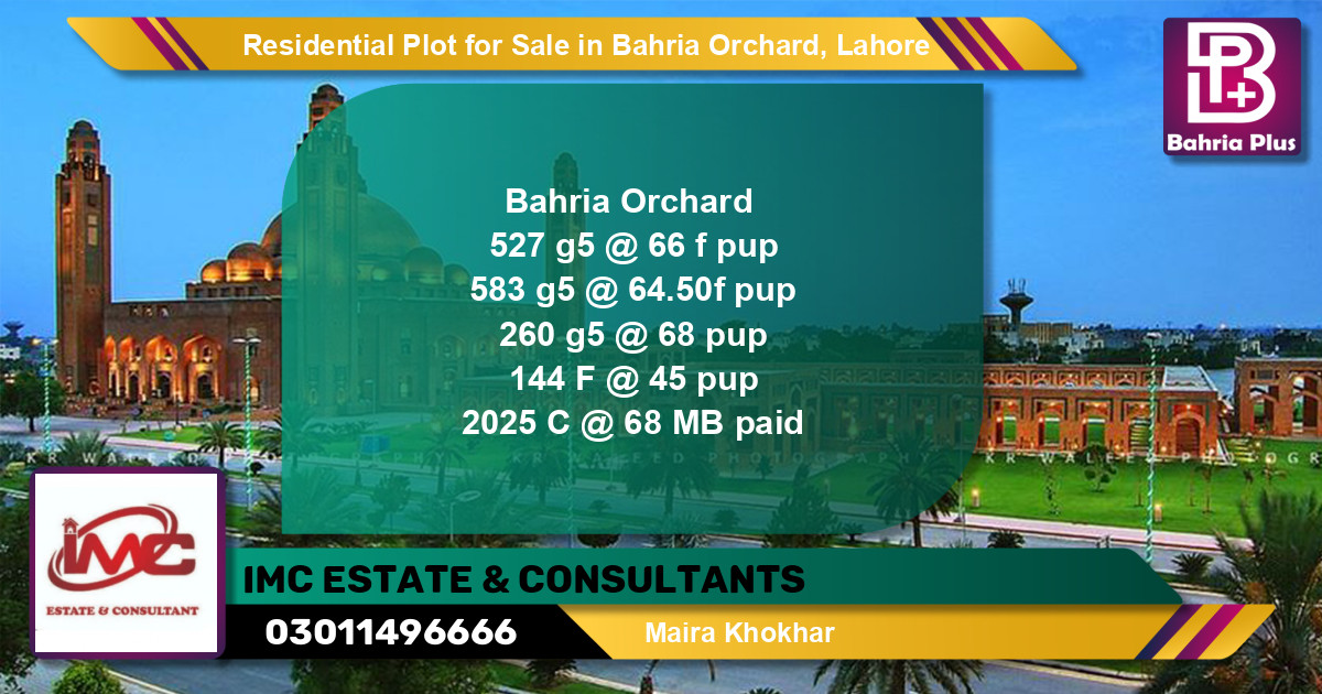 Residential Plot for Sale in Phase 4 - G5 Block -  Bahria Orchard, Lahore - (BP-119903)