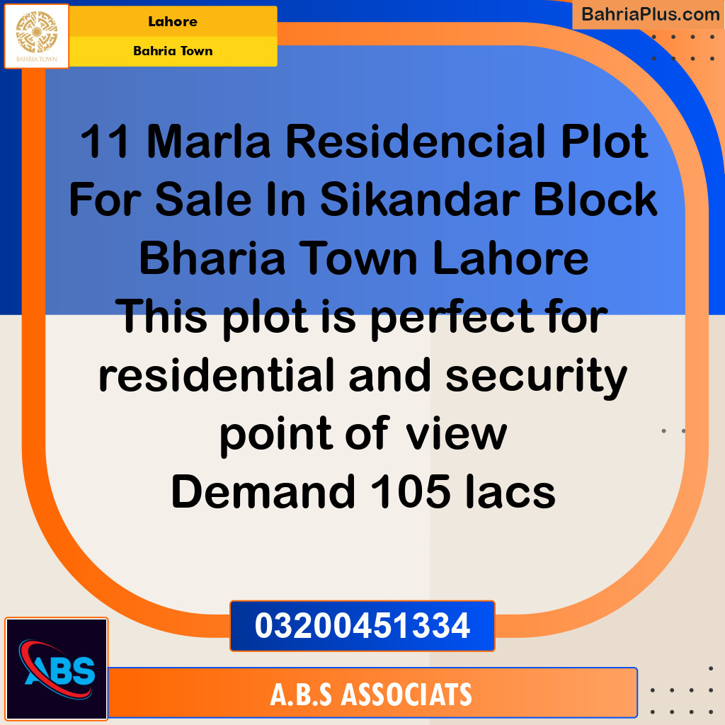 Residential Plot for Sale in Bahria Town, Lahore - (BP-119953)