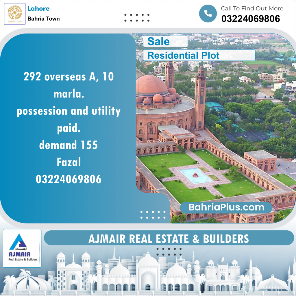 Residential Plot for Sale in Bahria Town, Lahore - (BP-119962)