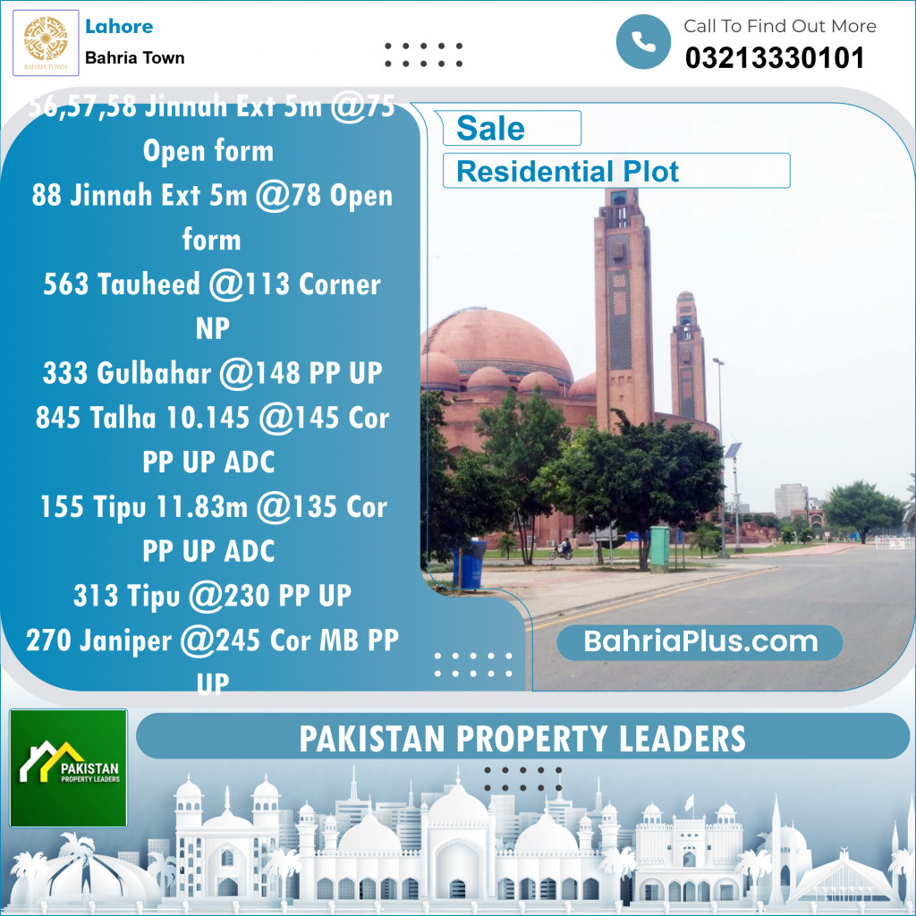 Residential Plot for Sale in Bahria Town, Lahore - (BP-120009)