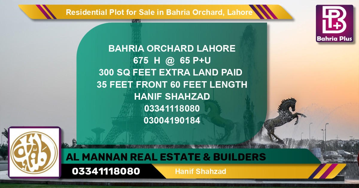 Residential Plot for Sale in Bahria Orchard, Lahore - (BP-120021)