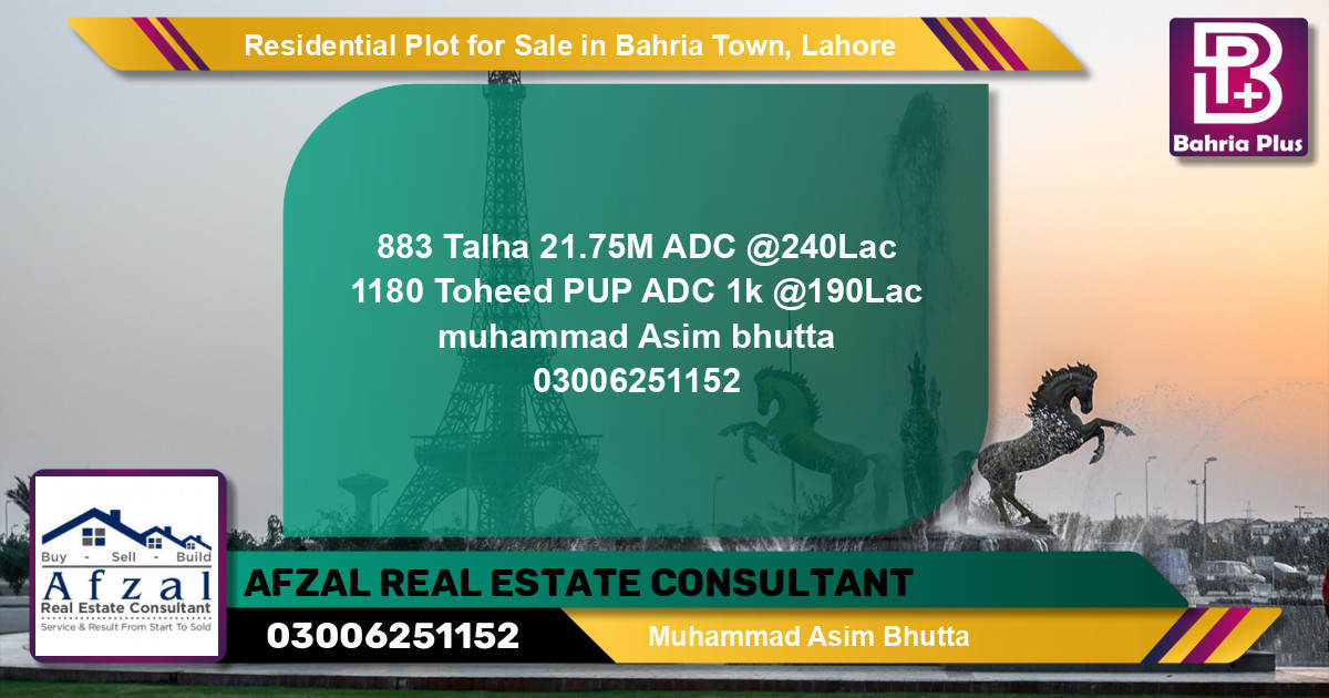Residential Plot for Sale in Bahria Town, Lahore - (BP-120030)