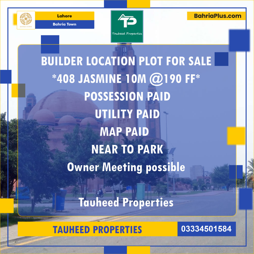 Residential Plot for Sale in Bahria Town, Lahore - (BP-120043)