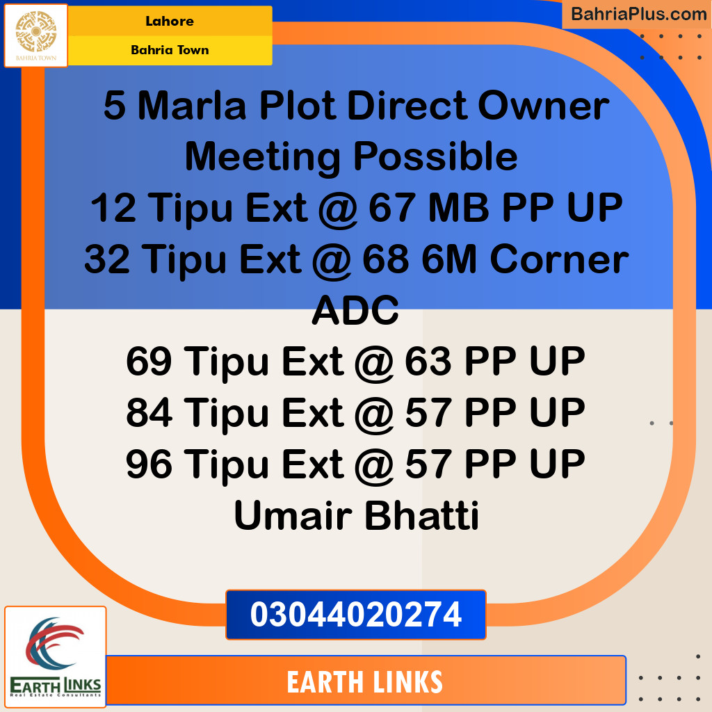 Residential Plot for Sale in Bahria Town, Lahore - (BP-120098)