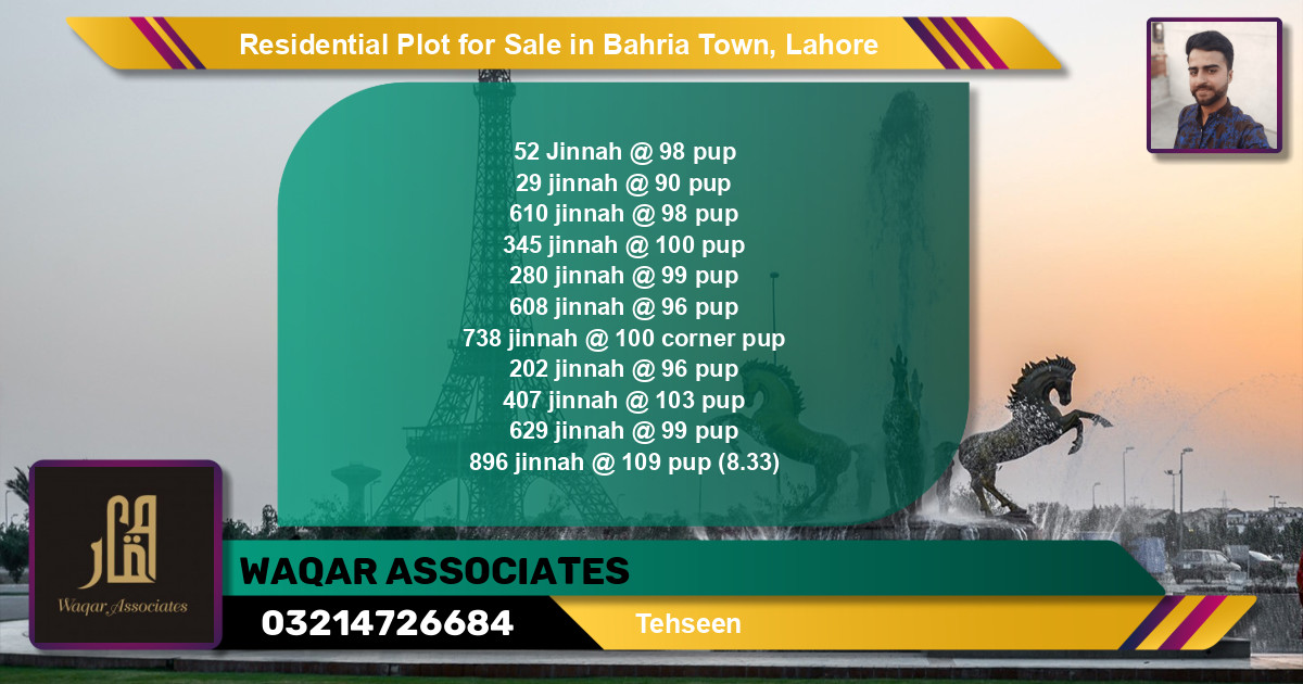 Residential Plot for Sale in Sector E - Jinnah Block -  Bahria Town, Lahore - (BP-120106)