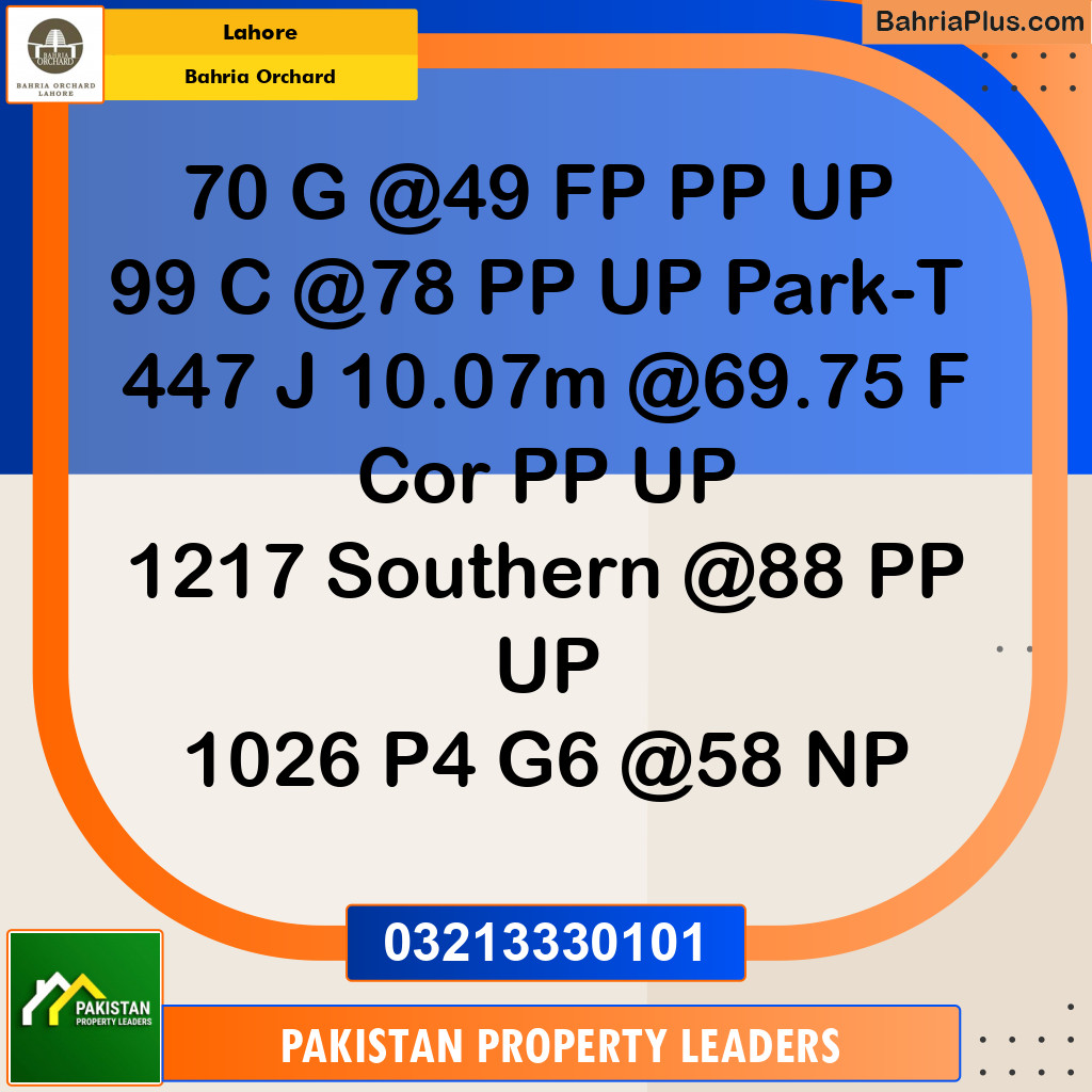 Residential Plot for Sale in Bahria Orchard, Lahore - (BP-120110)