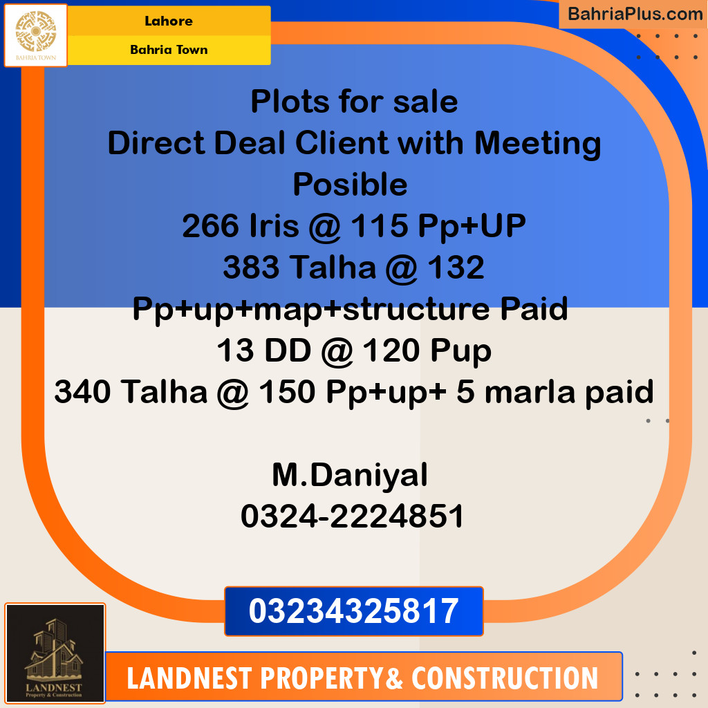 Residential Plot for Sale in Bahria Town, Lahore - (BP-120134)