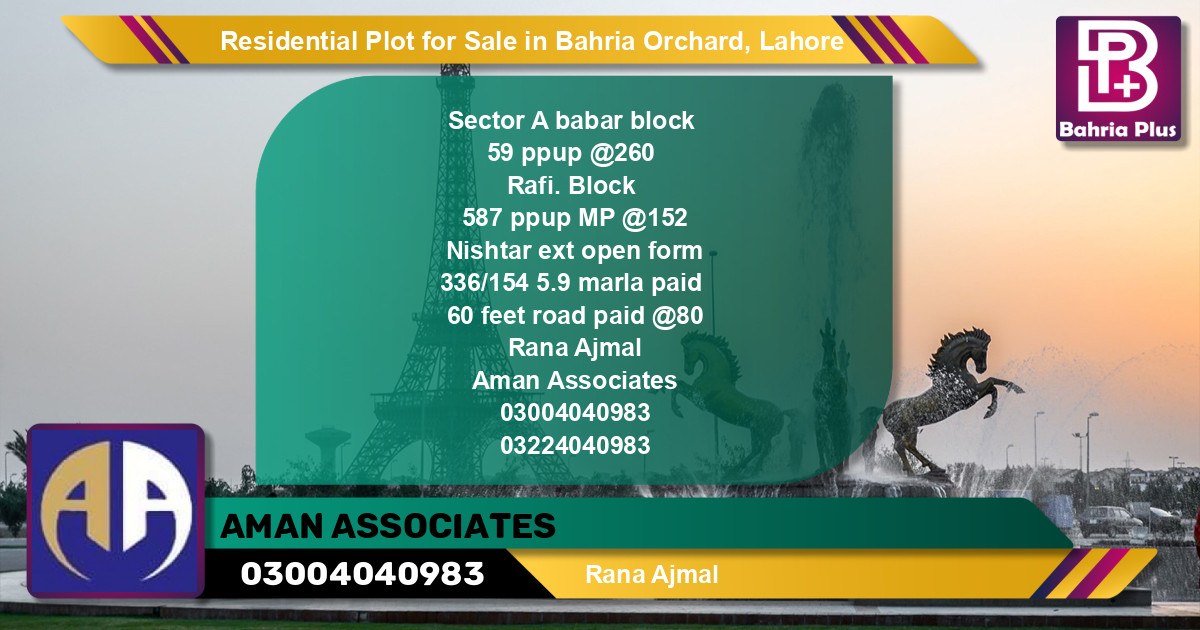 Residential Plot for Sale in Bahria Orchard, Lahore - (BP-120193)