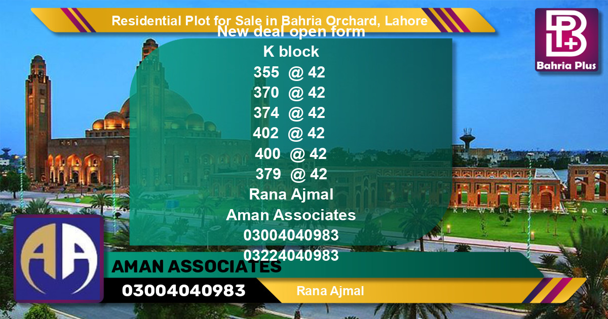 Residential Plot for Sale in Bahria Orchard, Lahore - (BP-120195)