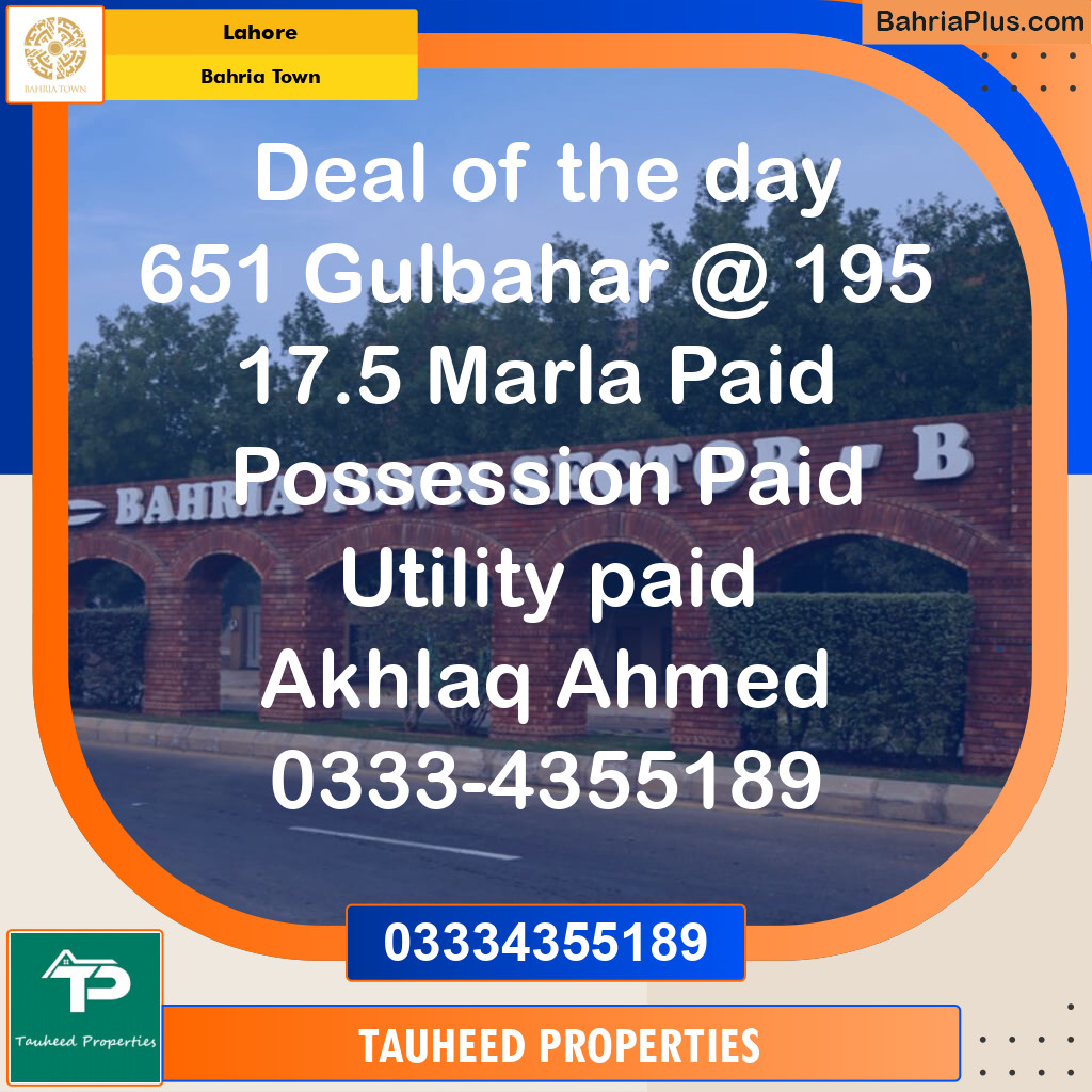 Residential Plot for Sale in Bahria Town, Lahore - (BP-120229)