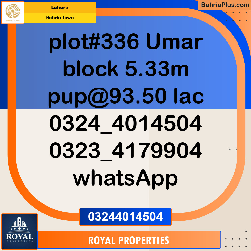 Residential Plot for Sale in Bahria Town, Lahore - (BP-120303)