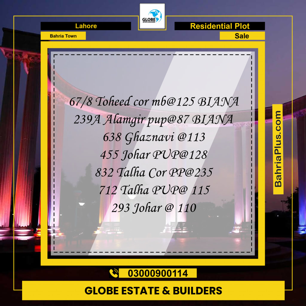 Residential Plot for Sale in Bahria Town, Lahore - (BP-120310)