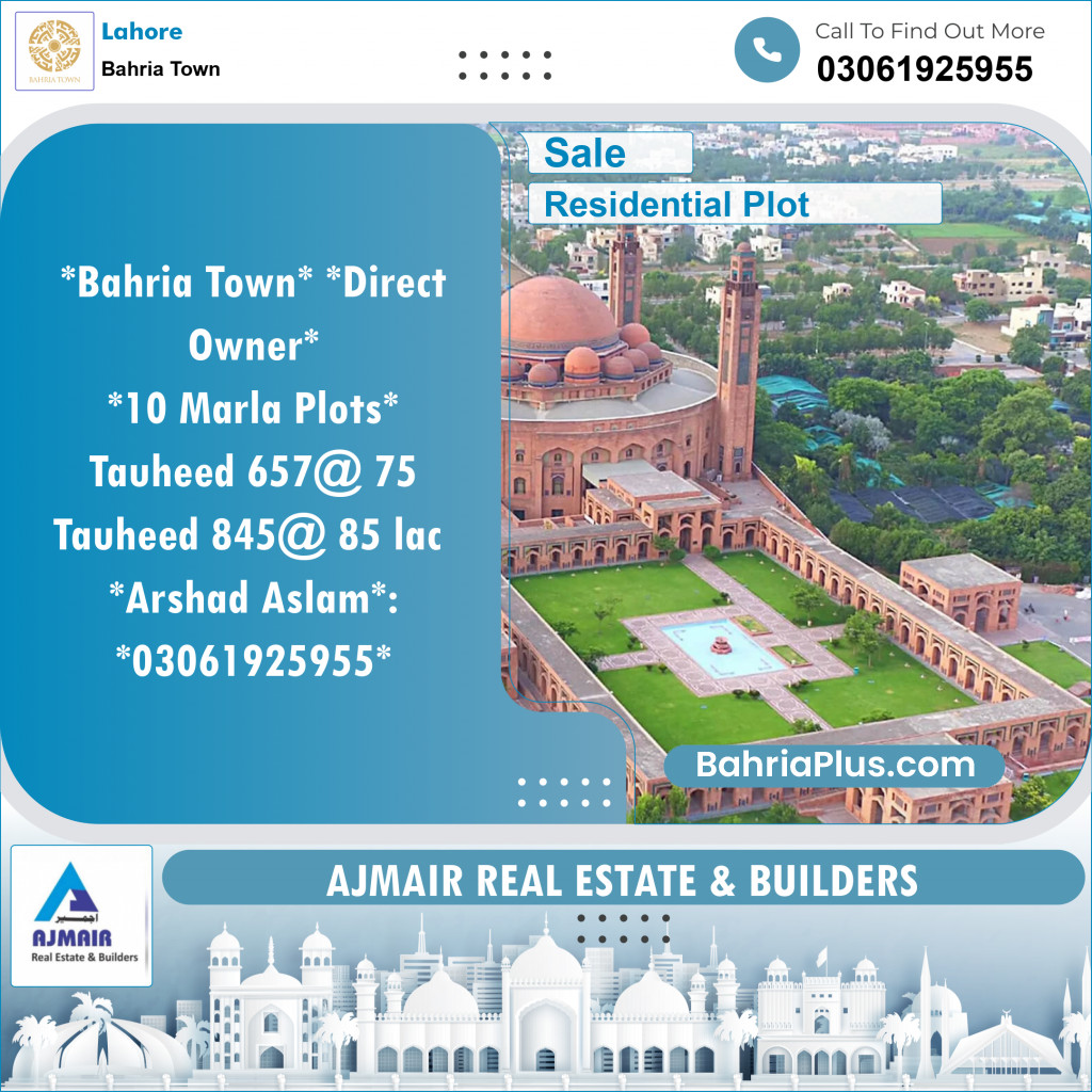 Residential Plot for Sale in Bahria Town, Lahore - (BP-120331)