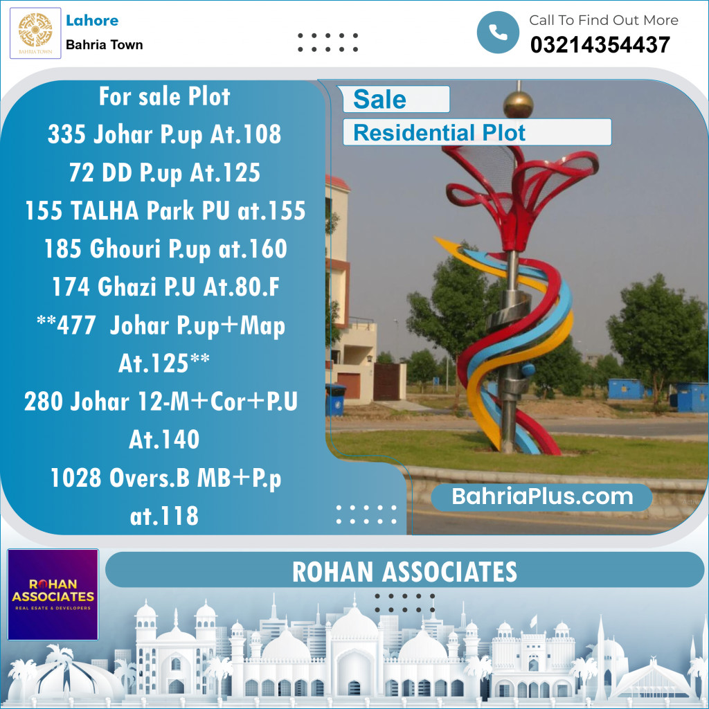 Residential Plot for Sale in Sector E - Johar Block -  Bahria Town, Lahore - (BP-120370)