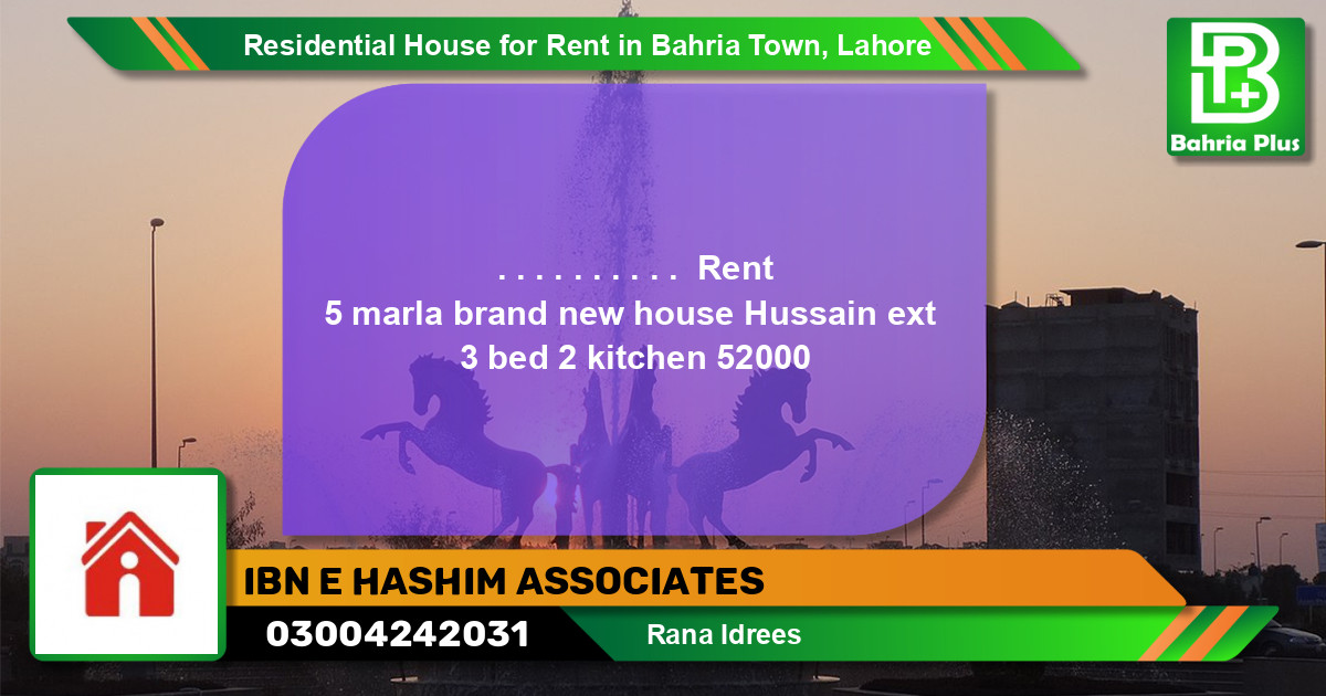 Residential House for Rent in Bahria Town, Lahore - (BP-120378)