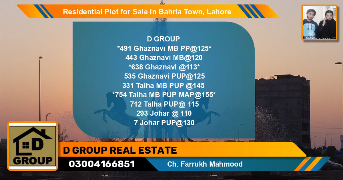 Residential Plot for Sale in Sector F - Ghaznavi Block -  Bahria Town, Lahore - (BP-120380)