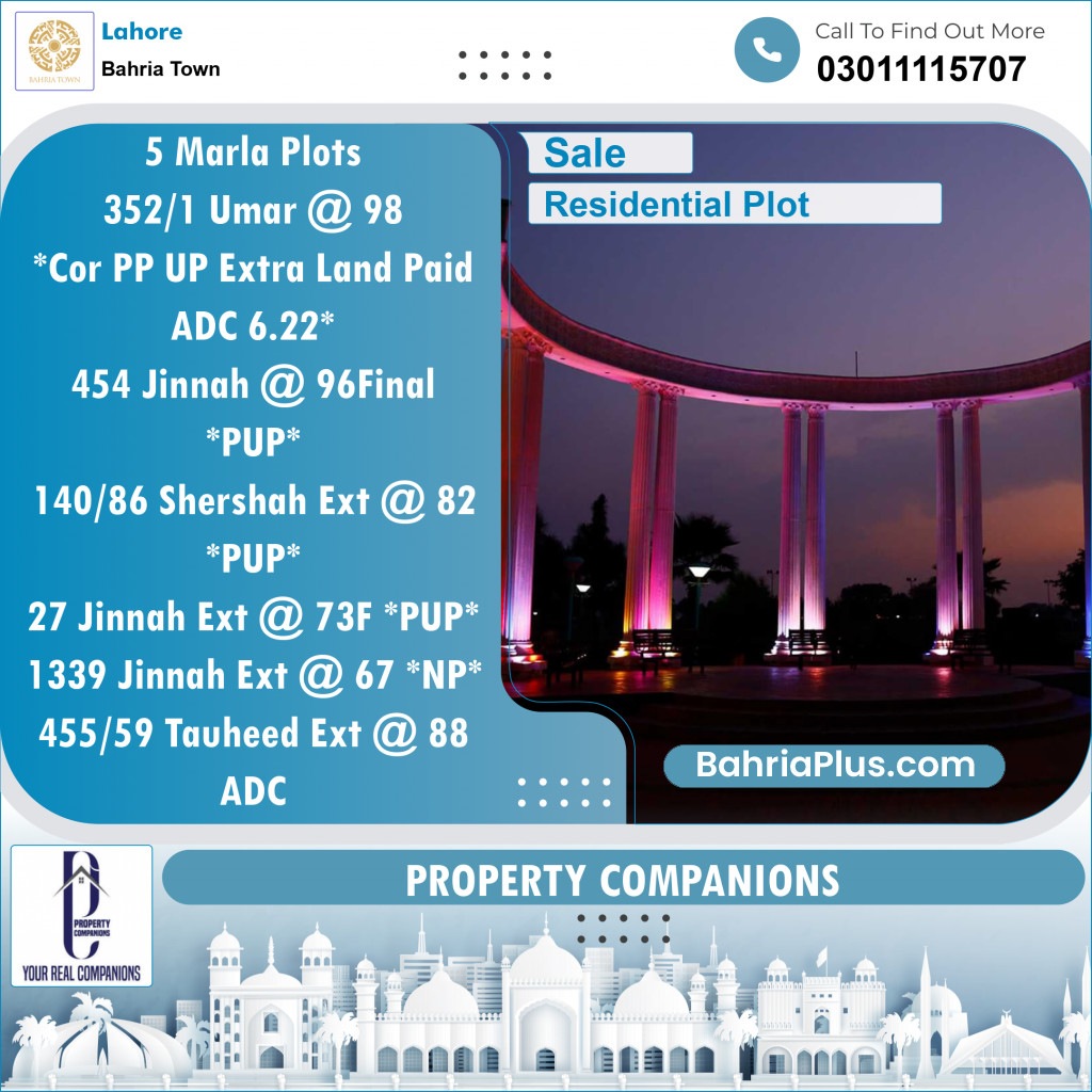 Residential Plot for Sale in Bahria Town, Lahore - (BP-120411)
