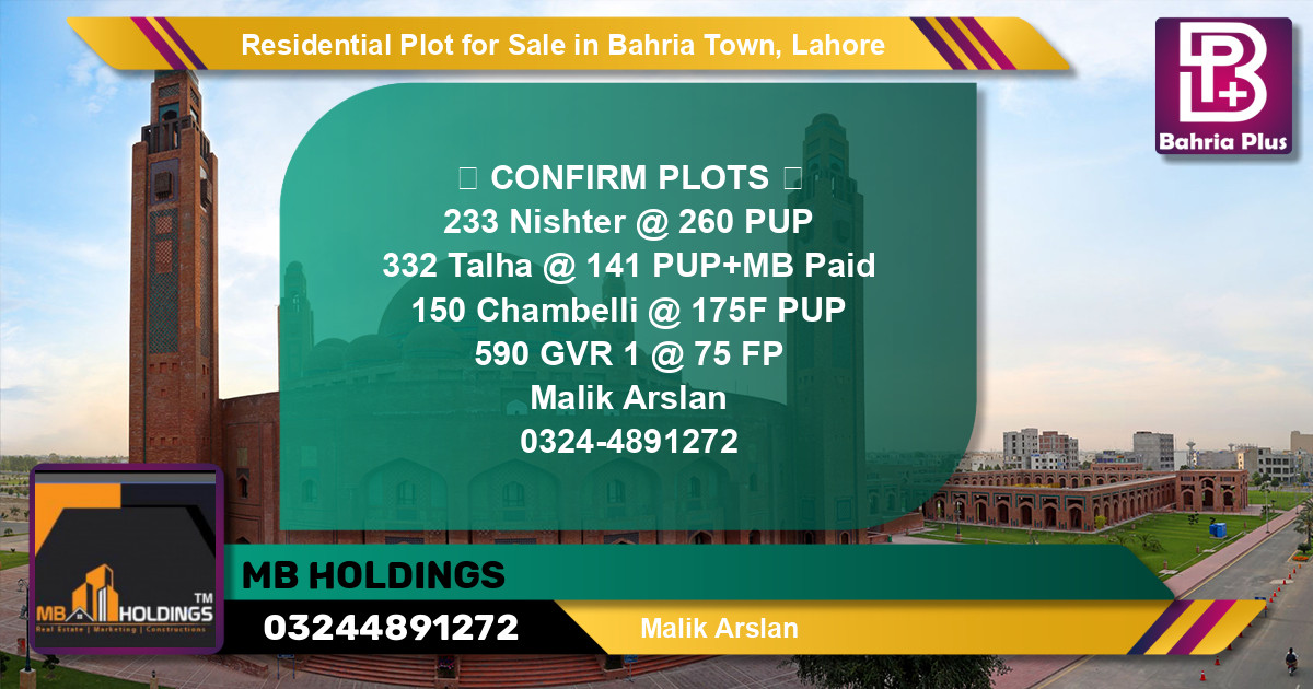 Residential Plot for Sale in Bahria Town, Lahore - (BP-120412)