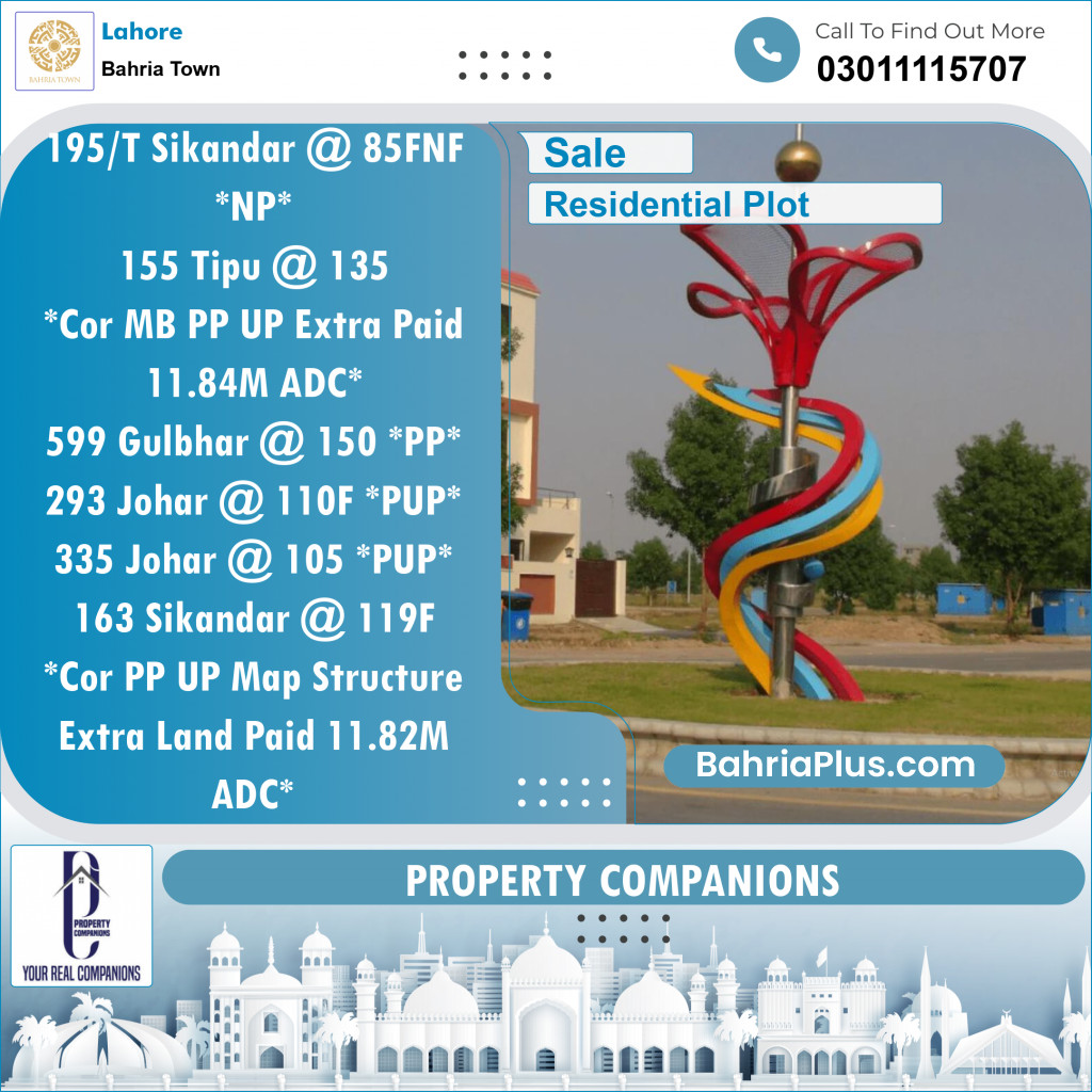 Residential Plot for Sale in Bahria Town, Lahore - (BP-120414)