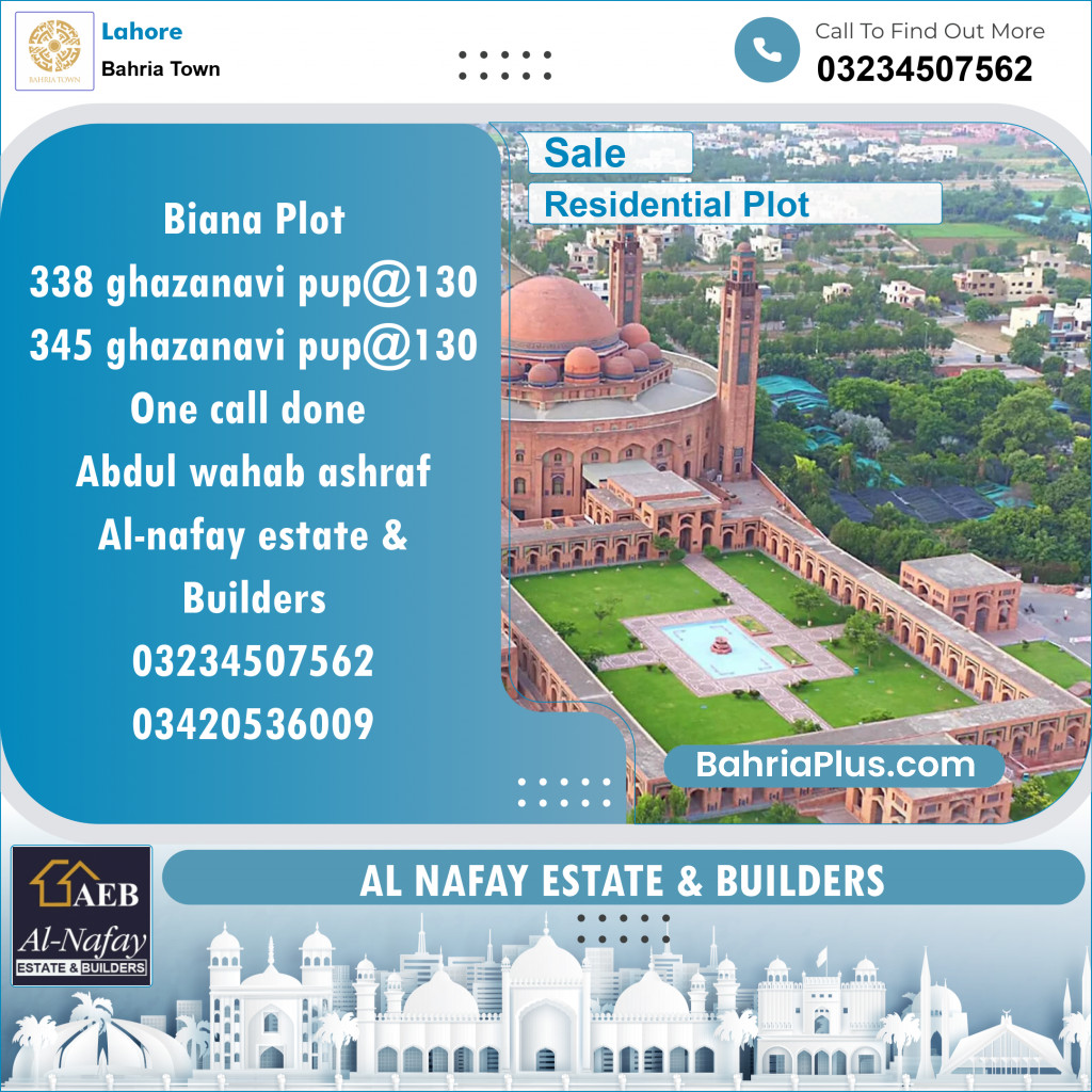 Residential Plot for Sale in Bahria Town, Lahore - (BP-120431)