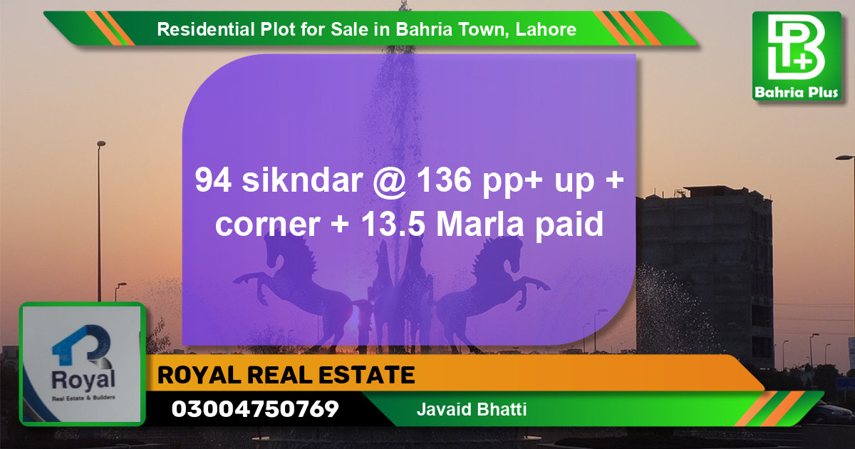 Residential Plot for Sale in Sector F - Sikander Block -  Bahria Town, Lahore - (BP-120441)