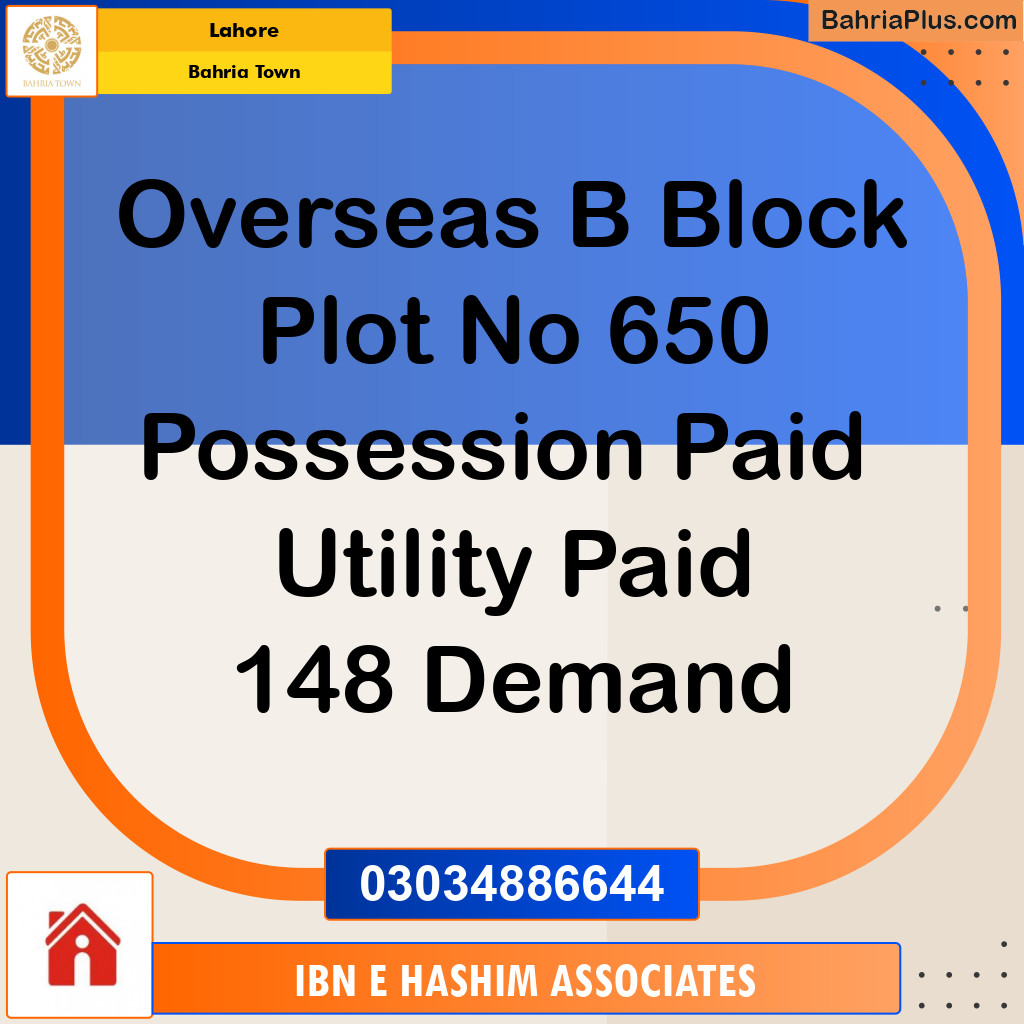 Residential Plot for Sale in Overseas B -  Bahria Town, Lahore - (BP-120548)