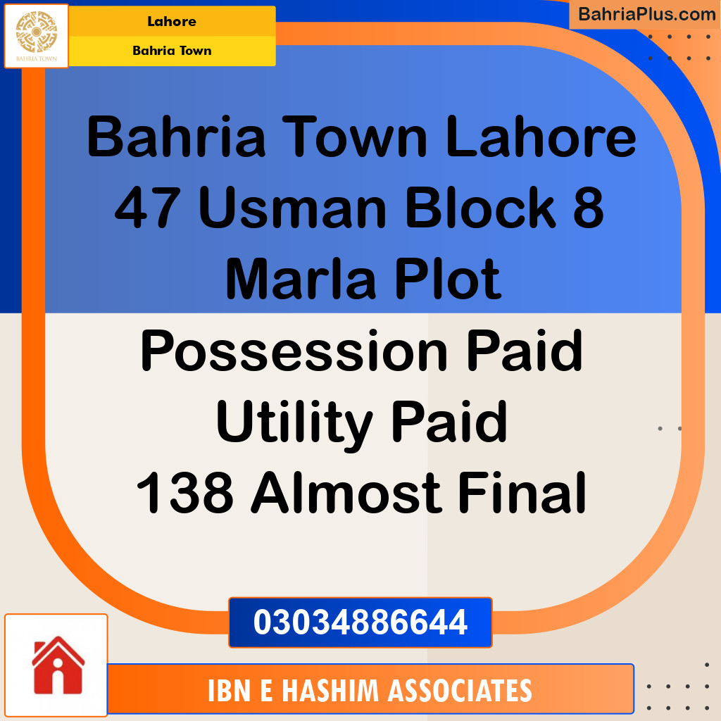 Residential Plot for Sale in Sector B - Usman Block -  Bahria Town, Lahore - (BP-120552)