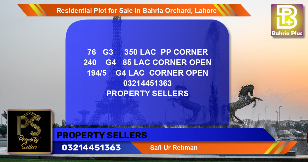 Residential Plot for Sale in Phase 4 - G3 Block -  Bahria Orchard, Lahore - (BP-120563)