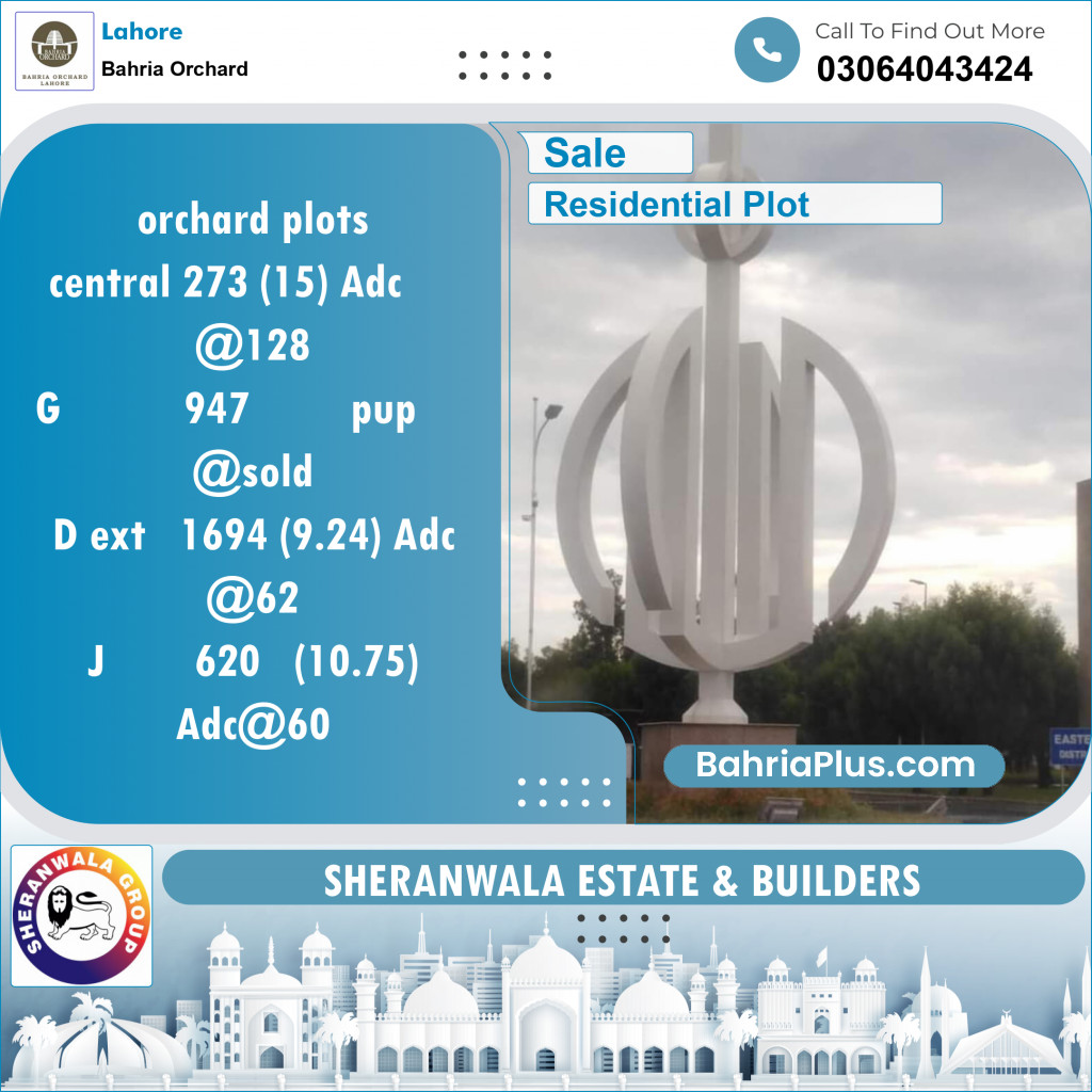 Residential Plot for Sale in Phase 1 - Central District -  Bahria Orchard, Lahore - (BP-120594)