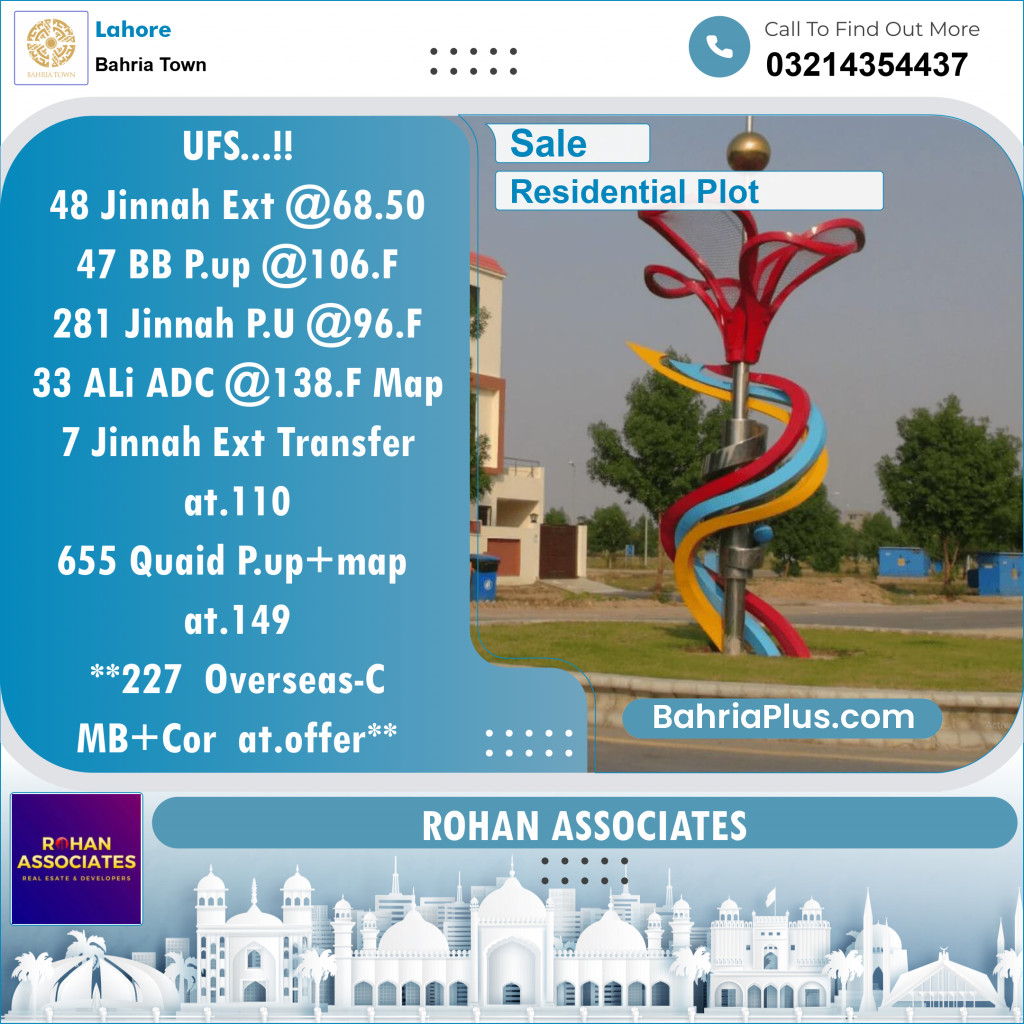 Residential Plot for Sale in Bahria Town, Lahore - (BP-120620)