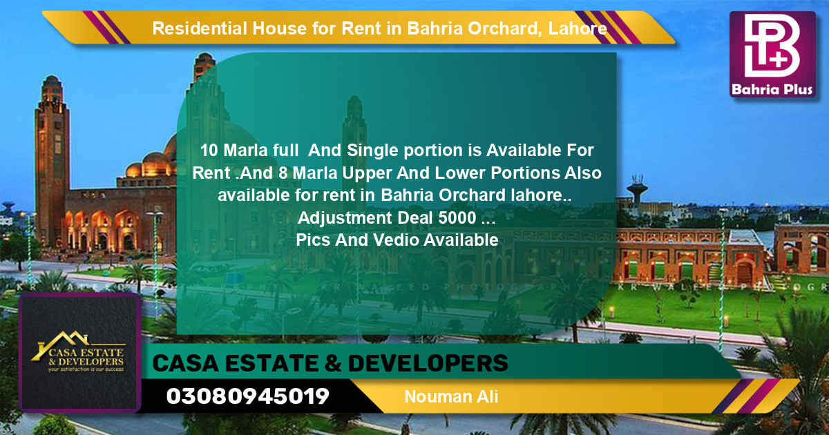 Residential House for Rent in Bahria Orchard, Lahore - (BP-120666)