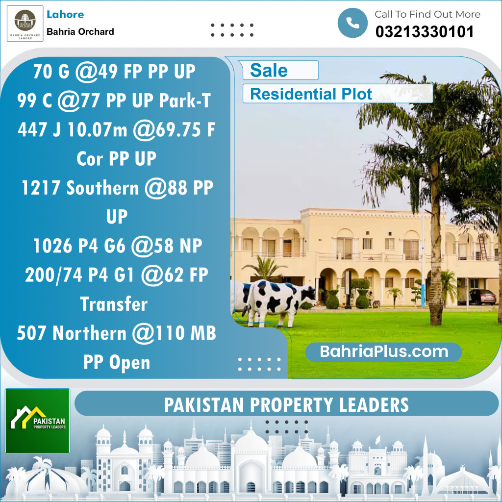 Residential Plot for Sale in Phase 2 - G Block -  Bahria Orchard, Lahore - (BP-120758)