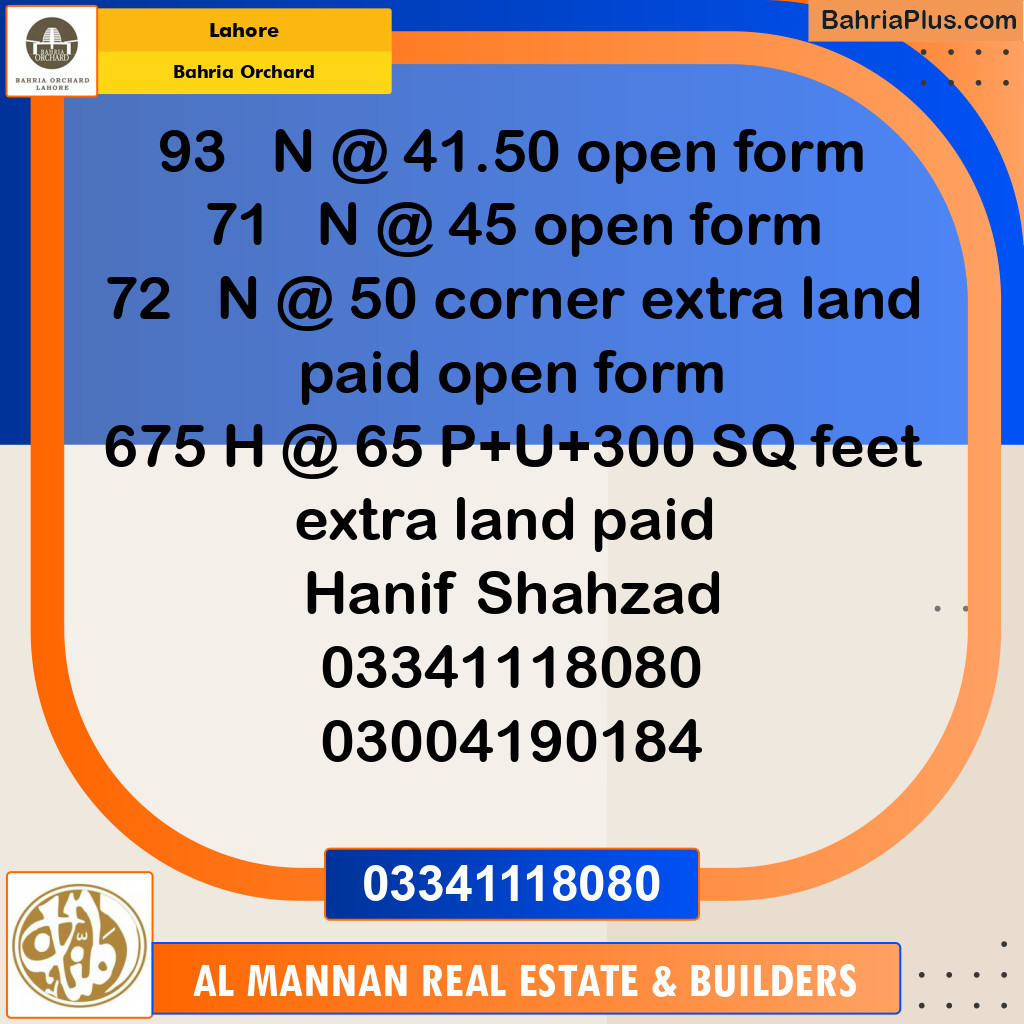Residential Plot for Sale in Phase 2 - N Block -  Bahria Orchard, Lahore - (BP-120821)