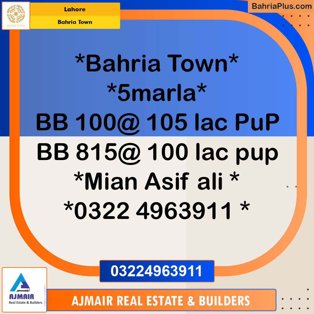 Residential Plot for Sale in Bahria Town, Lahore - (BP-120842)