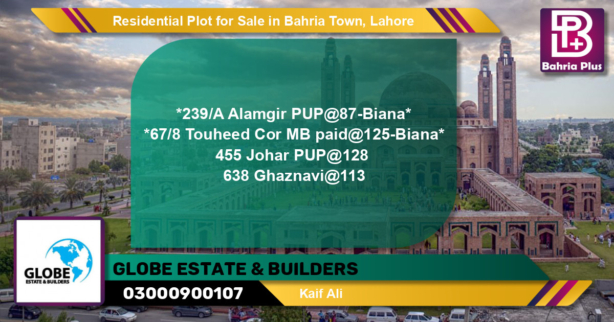 Residential Plot for Sale in Bahria Town, Lahore - (BP-120847)