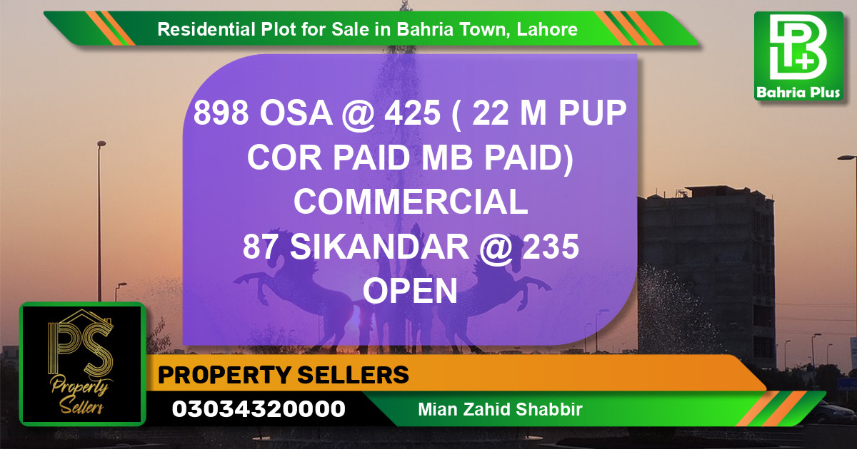 Residential Plot for Sale in Overseas A -  Bahria Town, Lahore - (BP-120863)