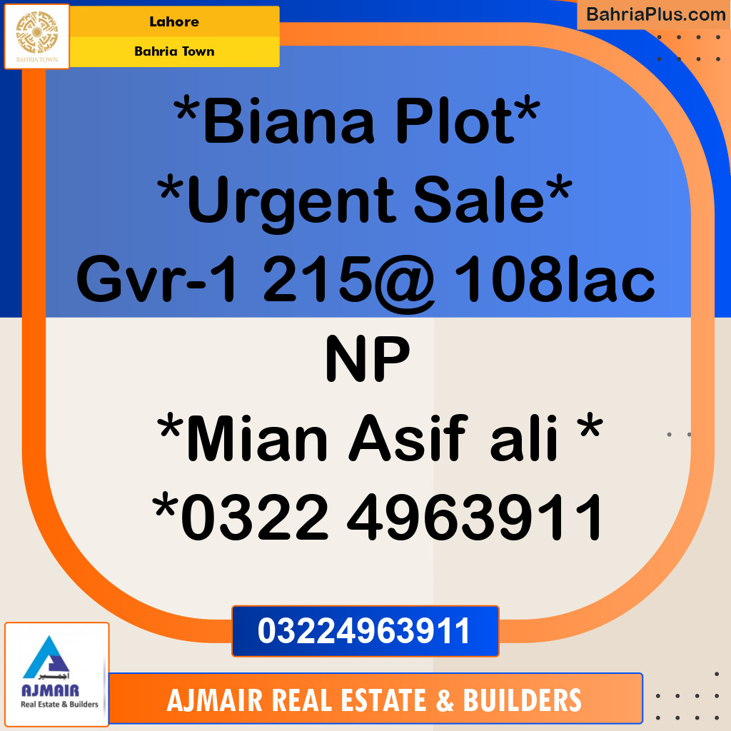 Residential Plot for Sale in Golf Phase 1 -  Bahria Town, Lahore - (BP-120870)