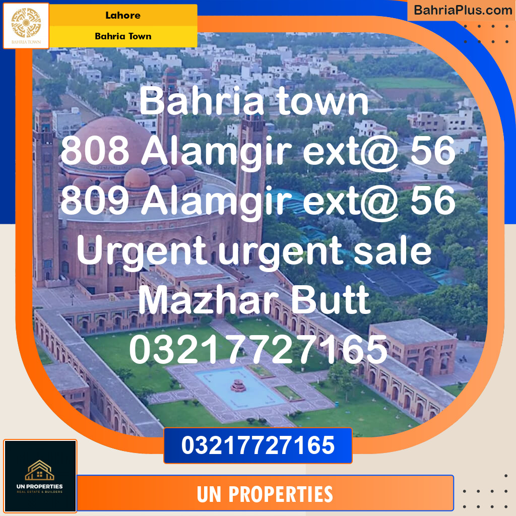Residential Plot for Sale in Sector F - Alamgir Block -  Bahria Town, Lahore - (BP-120893)