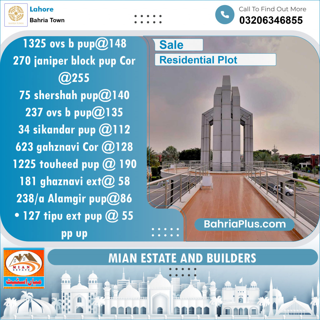 Residential Plot for Sale in Overseas B -  Bahria Town, Lahore - (BP-120927)