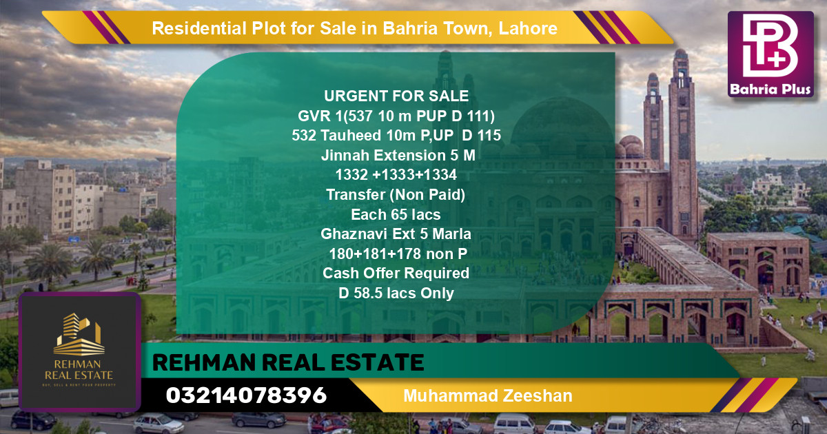 Residential Plot for Sale in Golf Phase 1 -  Bahria Town, Lahore - (BP-120929)